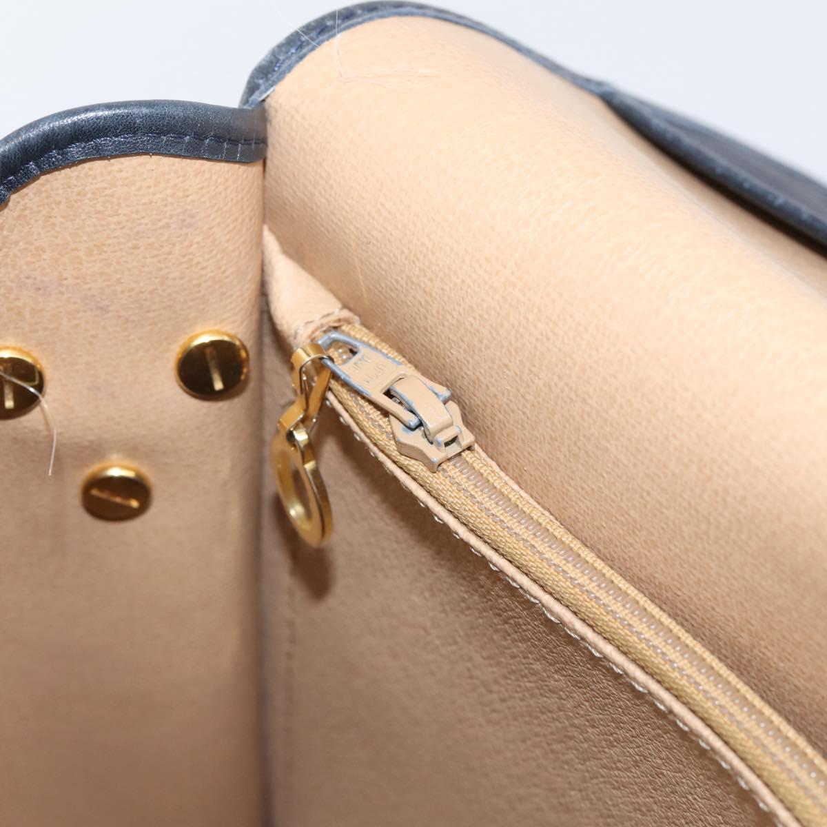 Christian Dior Trotter Canvas Shoulder Bag PVC Navy Gold Auth ep16126