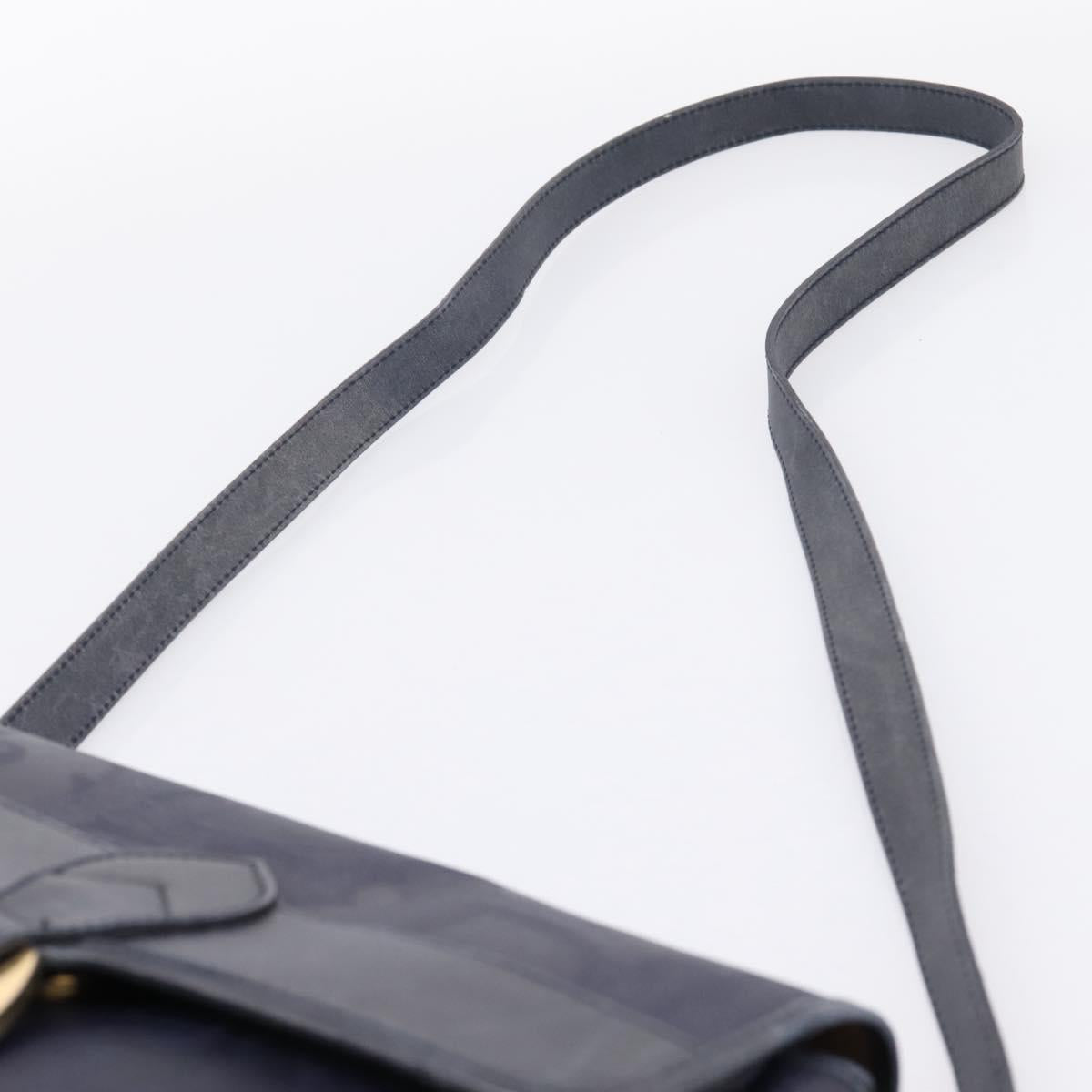 Christian Dior Trotter Canvas Shoulder Bag PVC Navy Gold Auth ep16126