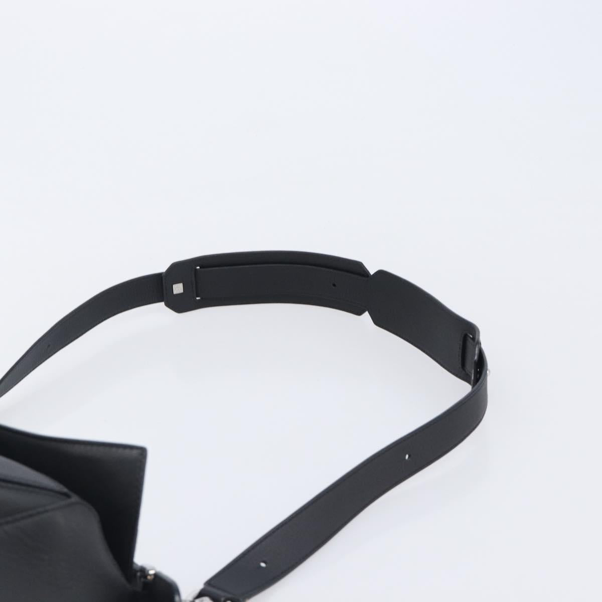 LOEWE Puzzle Bag Hand Bag Leather 2way Black Silver Auth ep16128M