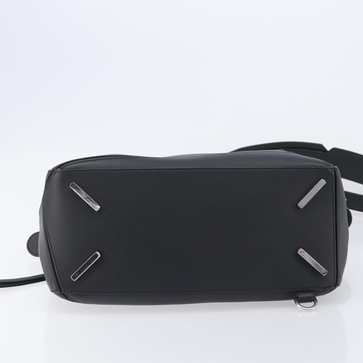LOEWE Puzzle Bag Hand Bag Leather 2way Black Silver Auth ep16128M