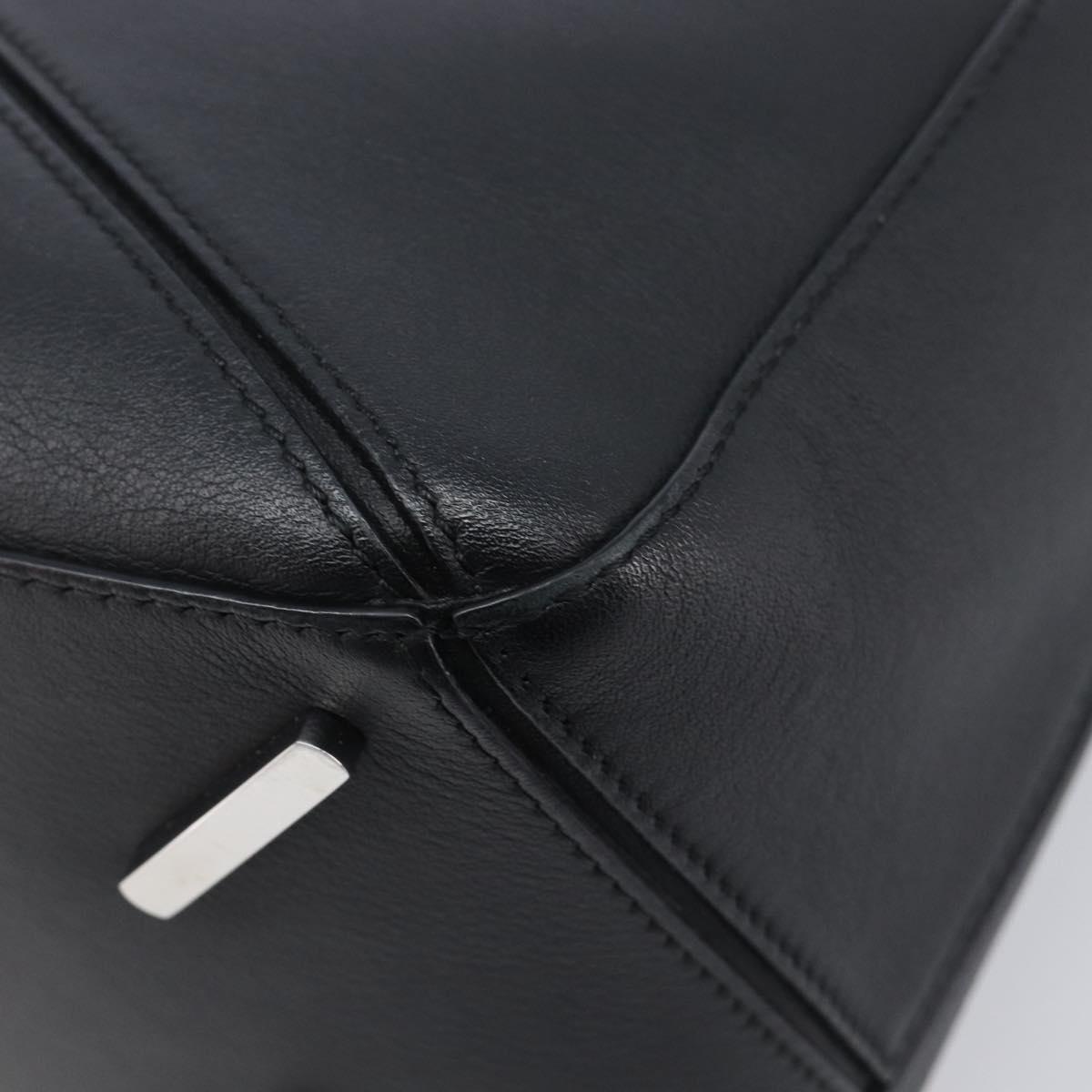 LOEWE Puzzle Bag Hand Bag Leather 2way Black Silver Auth ep16128M