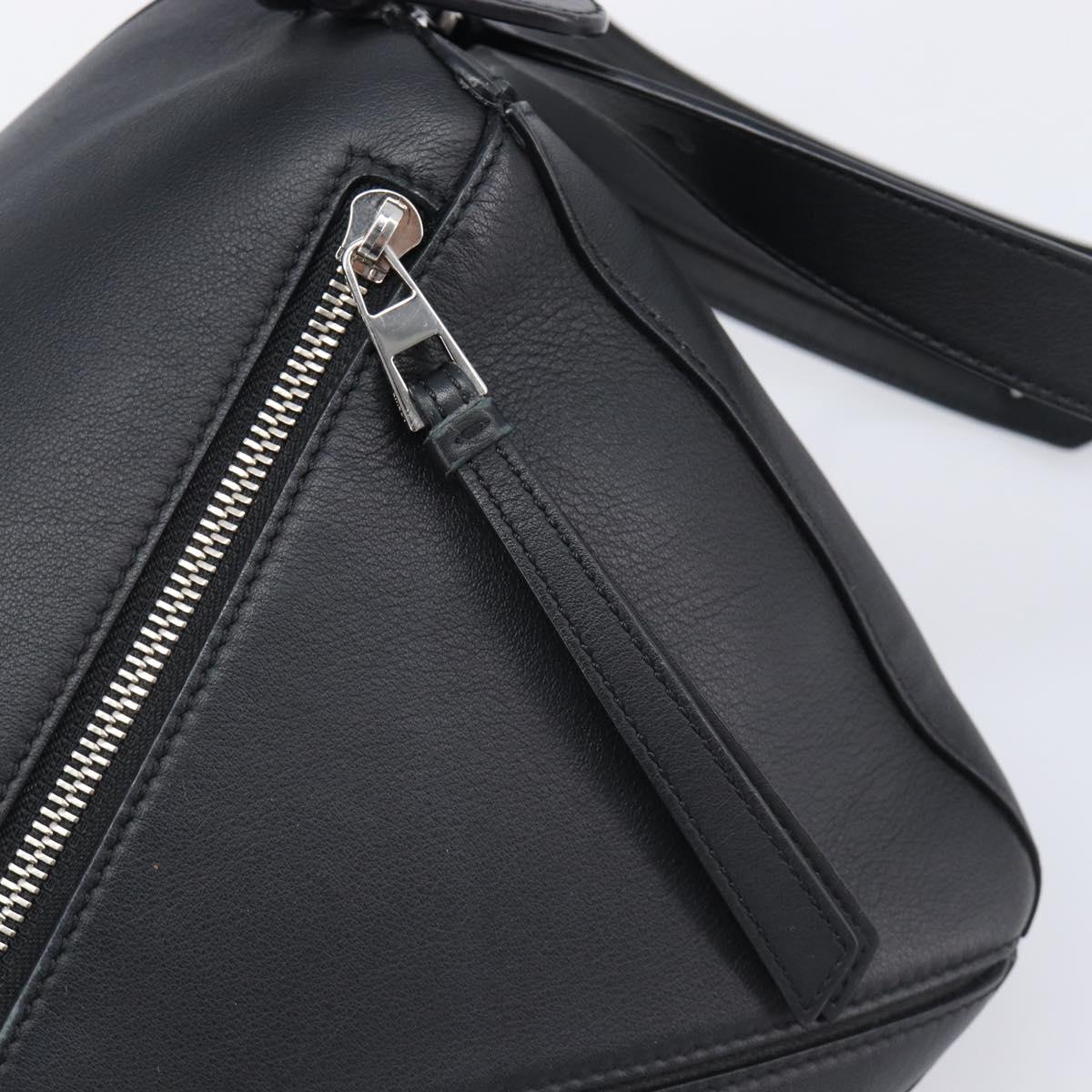 LOEWE Puzzle Bag Hand Bag Leather 2way Black Silver Auth ep16128M