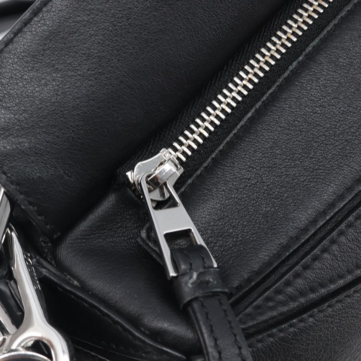 LOEWE Puzzle Bag Hand Bag Leather 2way Black Silver Auth ep16128M
