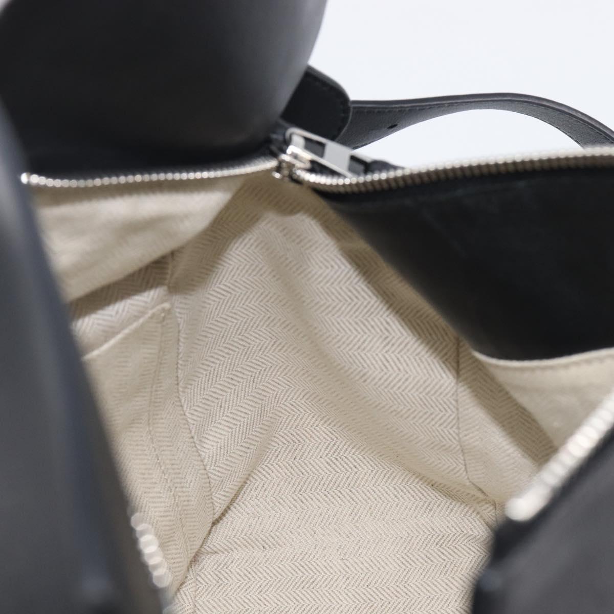 LOEWE Puzzle Bag Hand Bag Leather 2way Black Silver Auth ep16128M