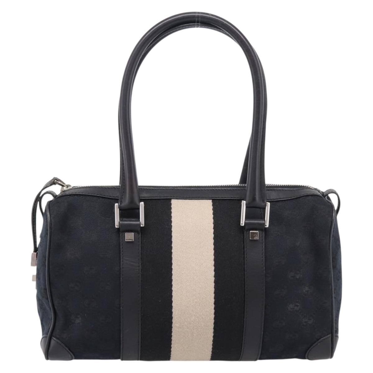 GUCCI GG Canvas Hand Bag Black Silver 000 0851 3754 Auth ep16134