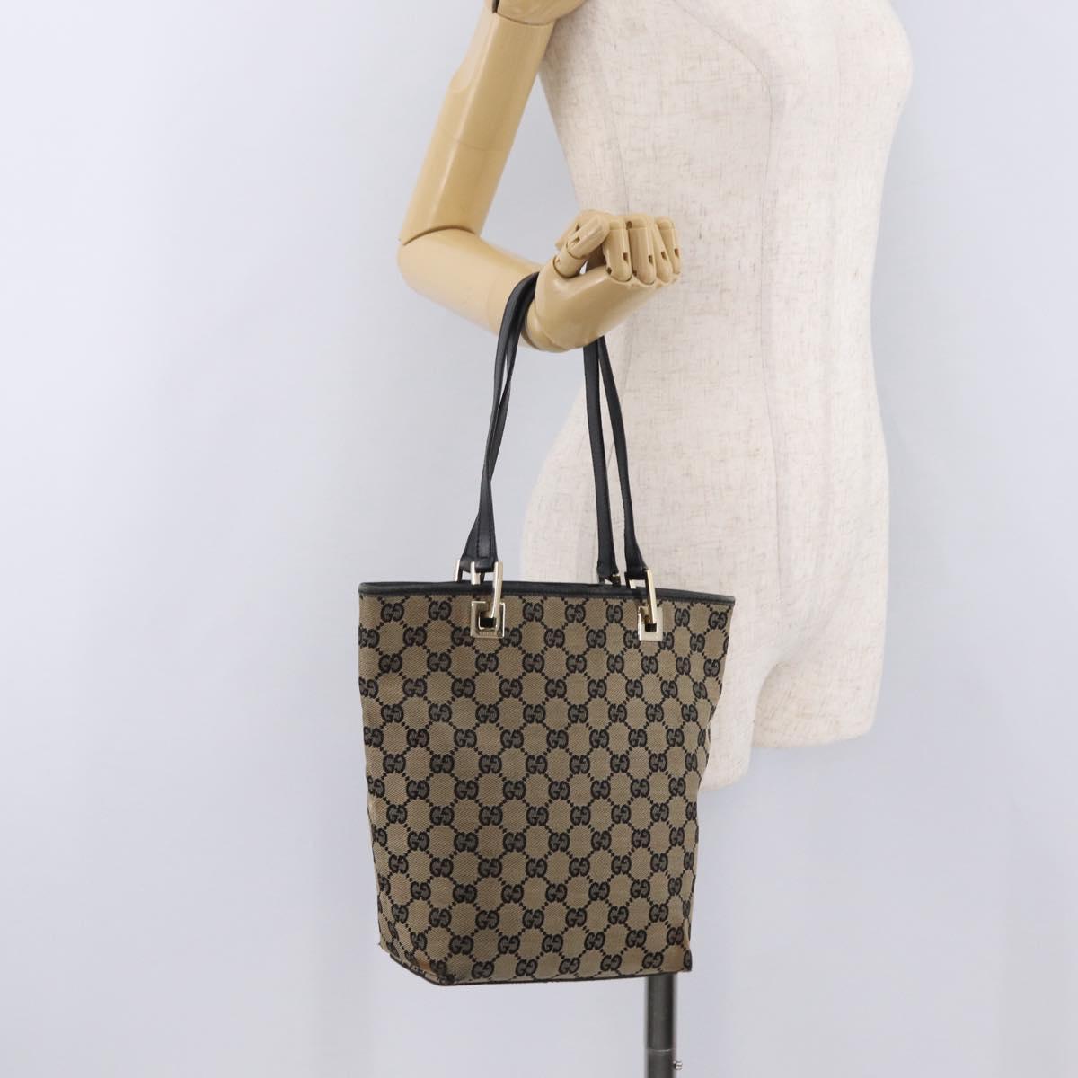 GUCCI GG Canvas Tote Bag Beige Gold 002 1099 Auth ep16137