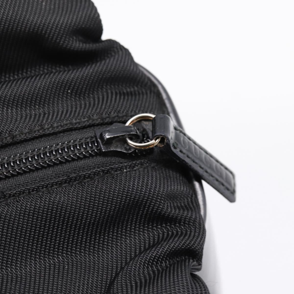 GUCCI Bamboo Hand Bag Nylon Black Silver 000 1014 0575 Auth ep16141