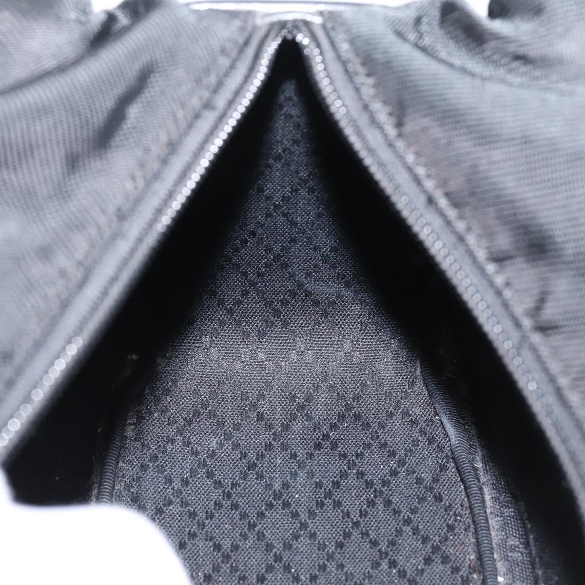GUCCI Bamboo Hand Bag Nylon Black Silver 000 1014 0575 Auth ep16141