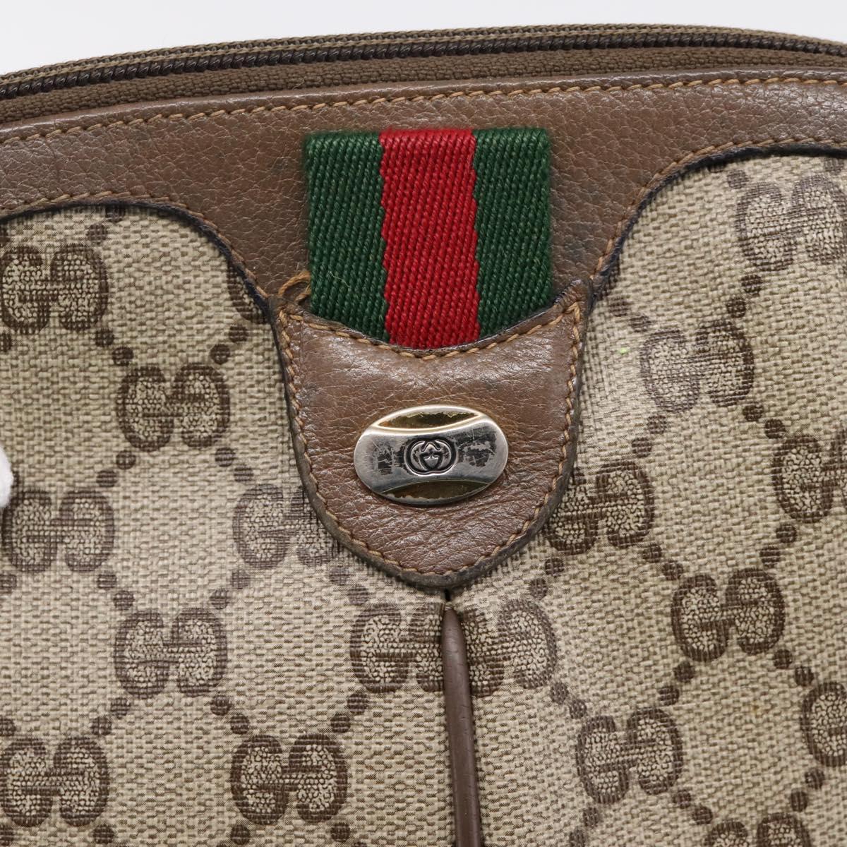 GUCCI GG Supreme Web Sherry Line Bag PVC Beige Gold 904 02 047 Auth ep16142
