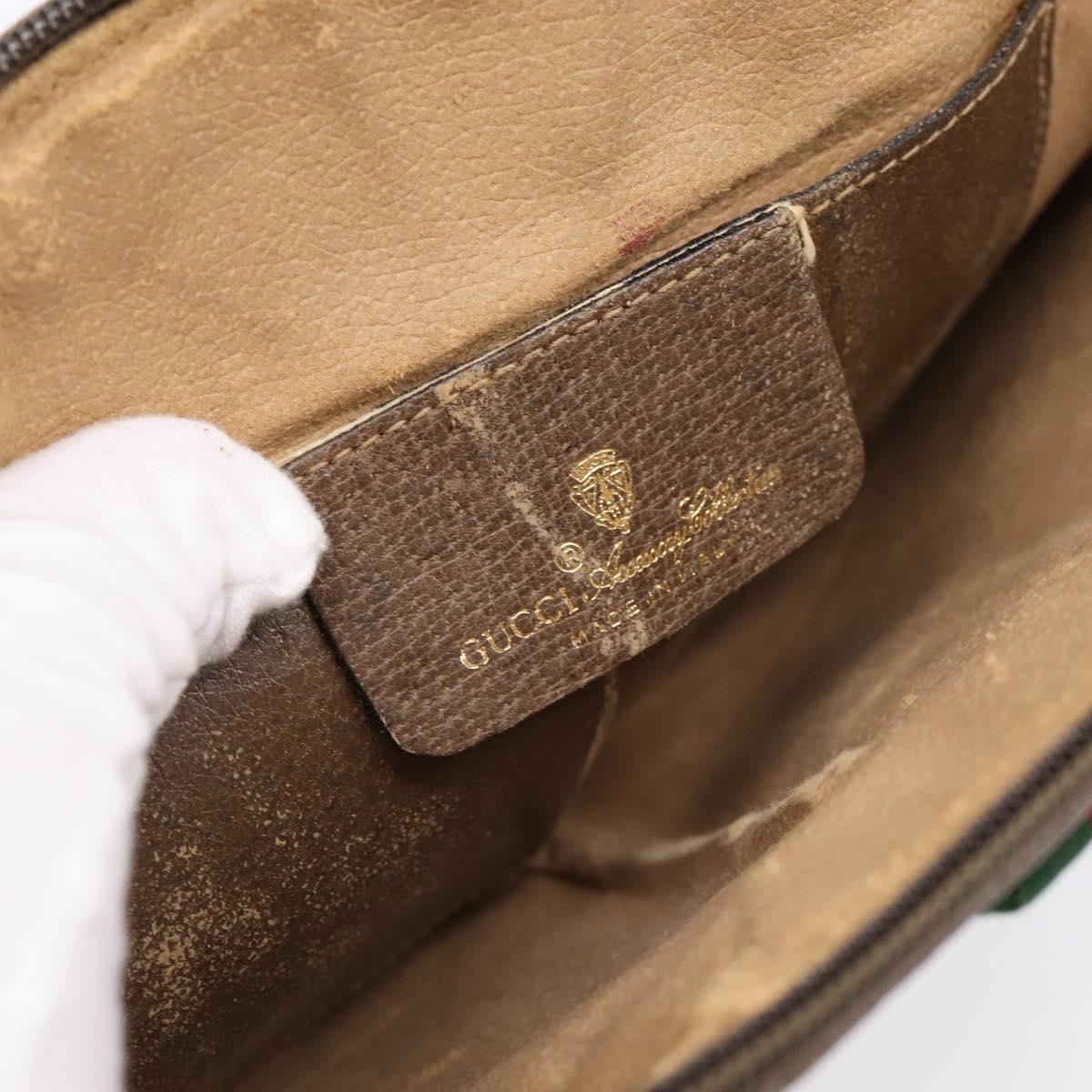 GUCCI GG Supreme Web Sherry Line Bag PVC Beige Gold 904 02 047 Auth ep16142