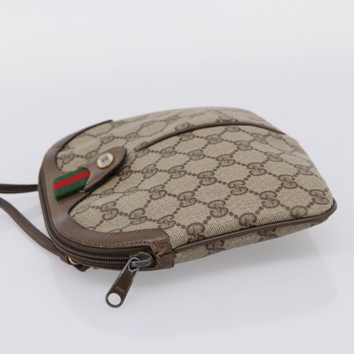 GUCCI GG Supreme Web Sherry Line Bag PVC Beige Gold 904 02 047 Auth ep16142