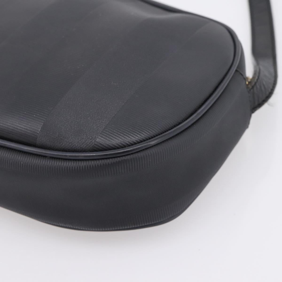 FENDI Pecan Canvas Shoulder Bag PVC Black Gold Auth ep16143