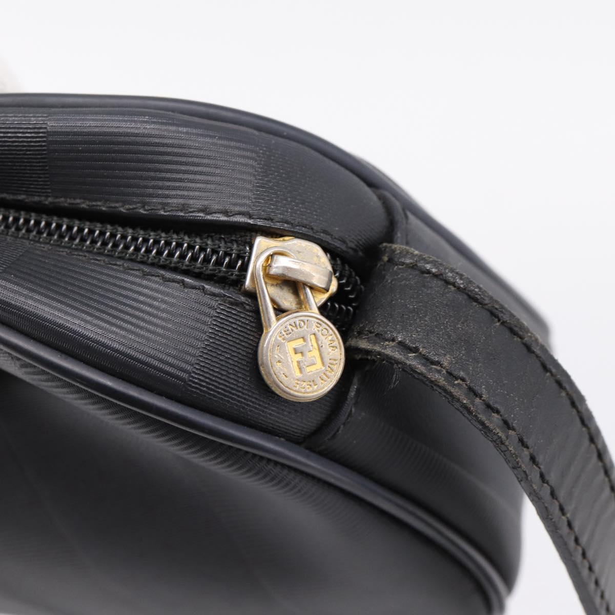 FENDI Pecan Canvas Shoulder Bag PVC Black Gold Auth ep16143