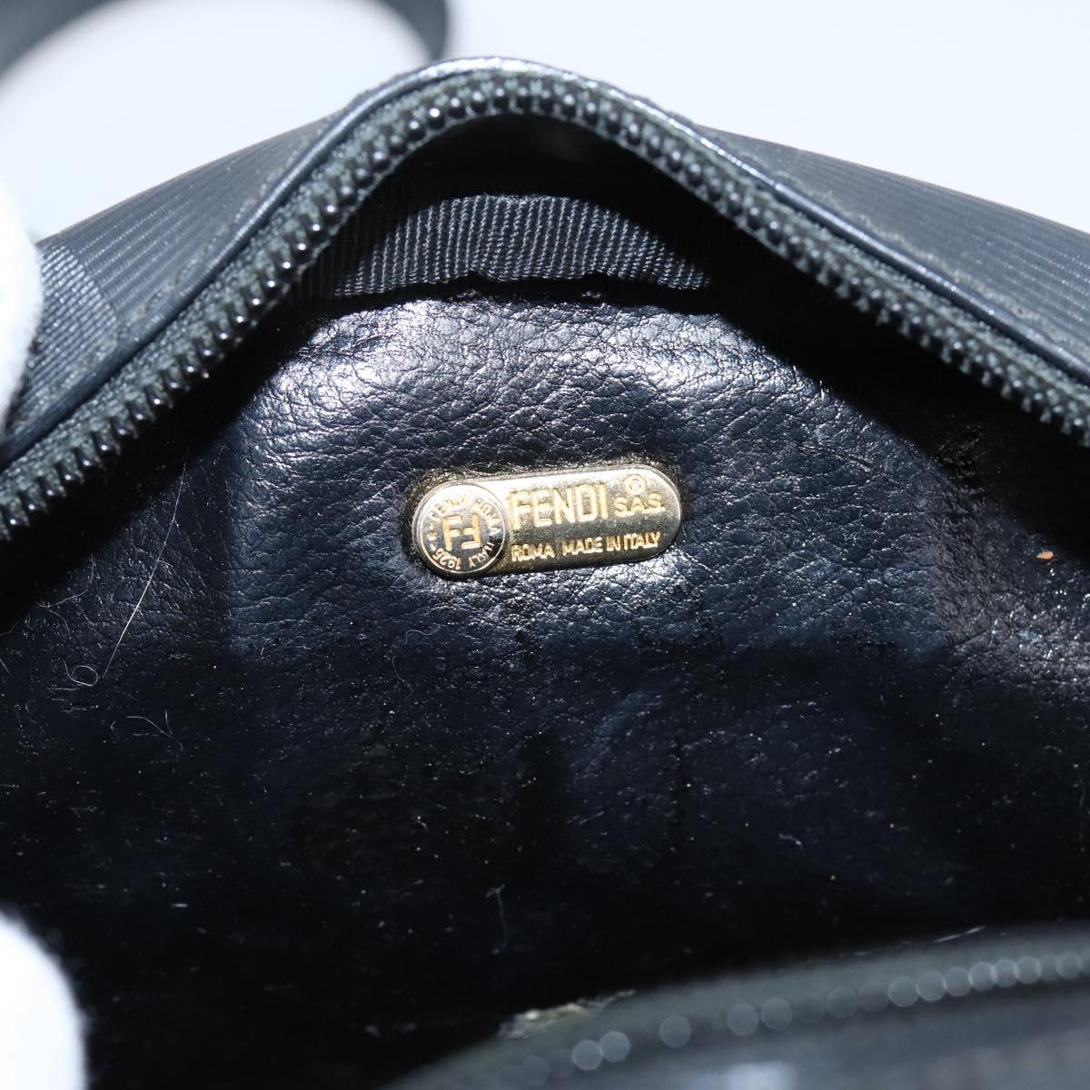 FENDI Pecan Canvas Shoulder Bag PVC Black Gold Auth ep16143