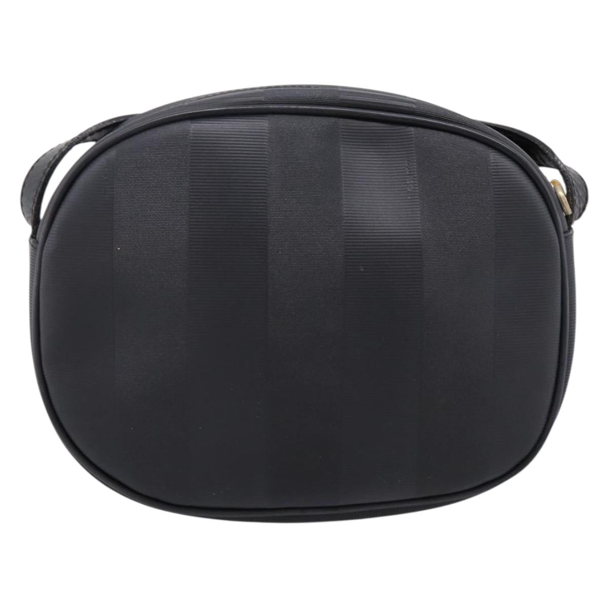 FENDI Pecan Canvas Shoulder Bag PVC Black Gold Auth ep16143
