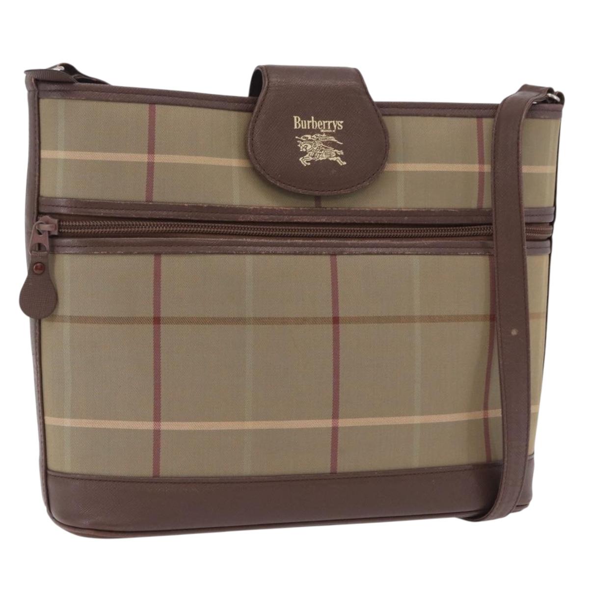 Burberrys Nova Check Shoulder Bag Canvas Beige Gold Auth ep16148