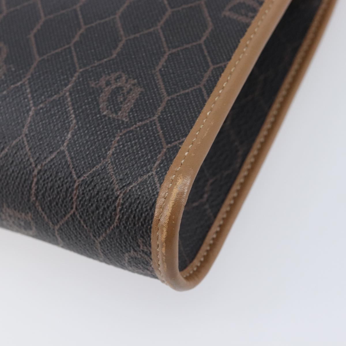 Christian Dior Honeycomb Canvas Chain Shoulder Bag PVC Black Gold Auth ep16153