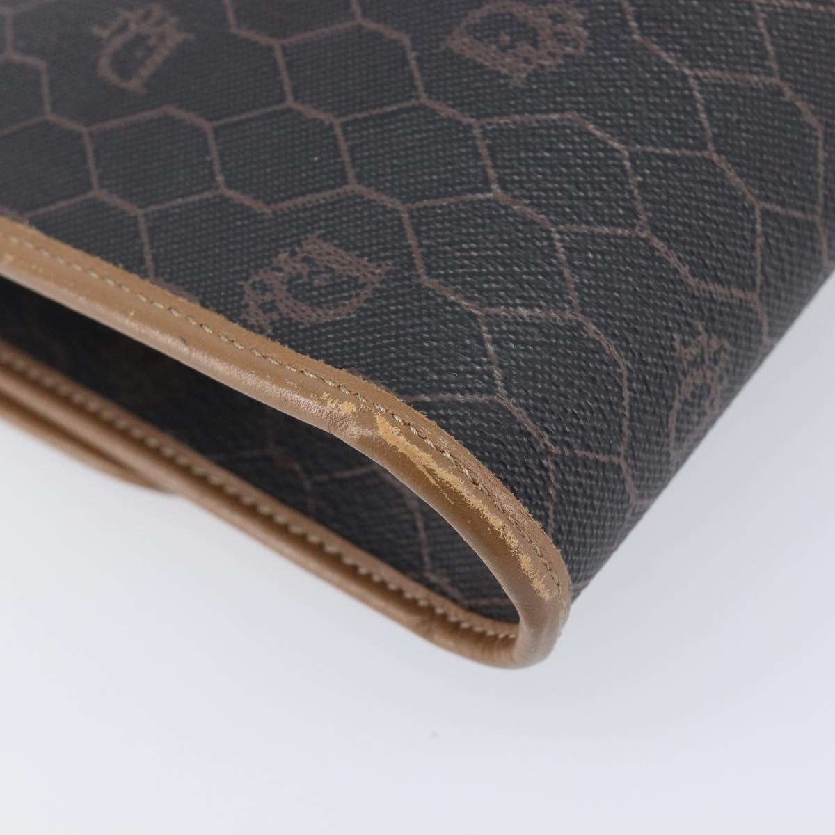 Christian Dior Honeycomb Canvas Chain Shoulder Bag PVC Black Gold Auth ep16153