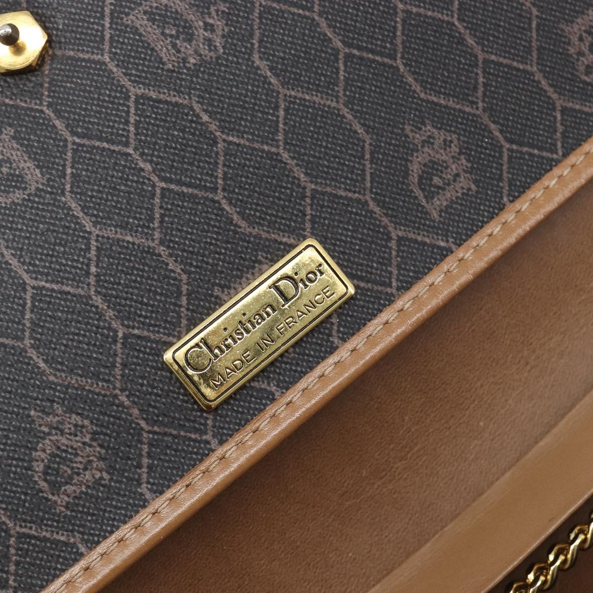 Christian Dior Honeycomb Canvas Chain Shoulder Bag PVC Black Gold Auth ep16153