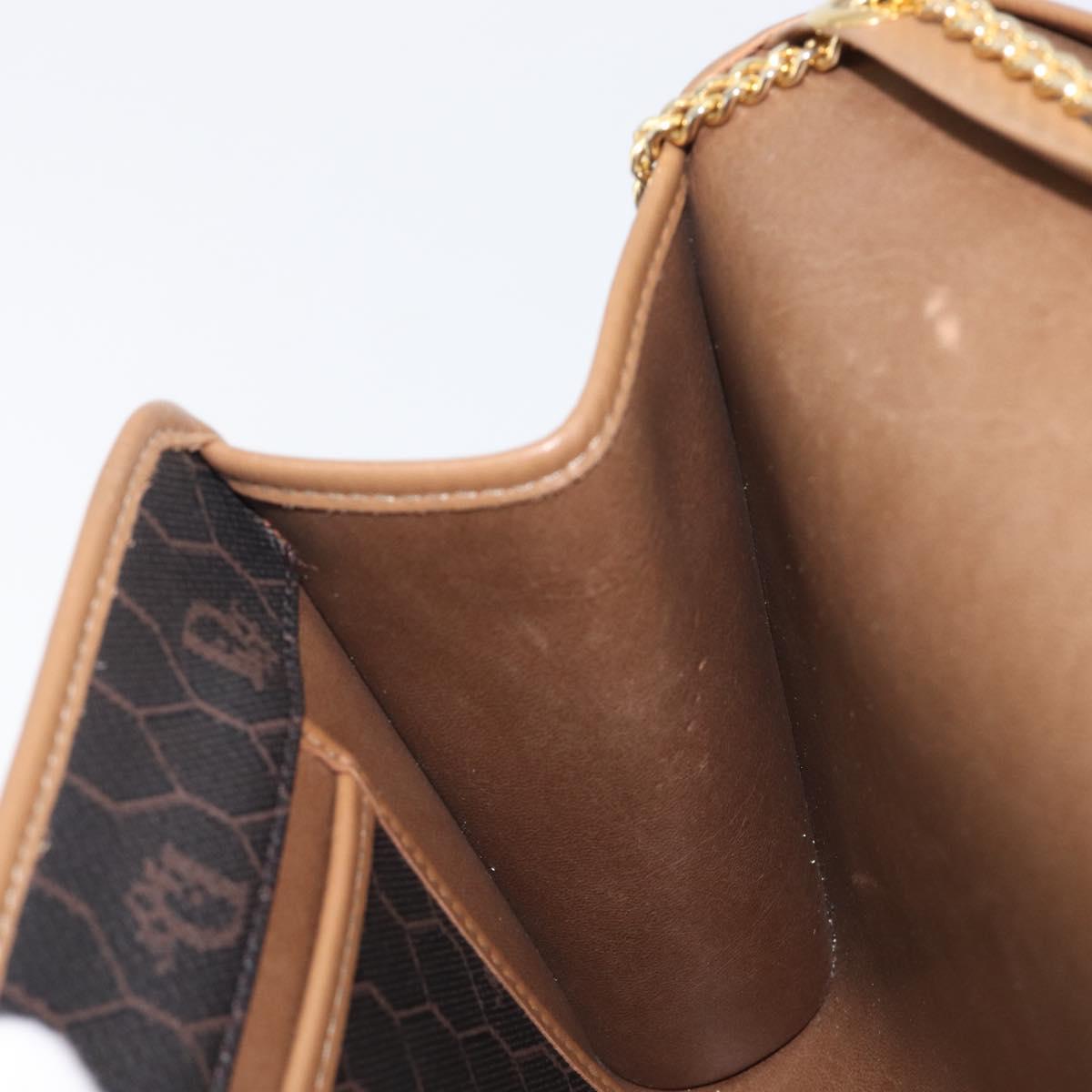Christian Dior Honeycomb Canvas Chain Shoulder Bag PVC Black Gold Auth ep16153