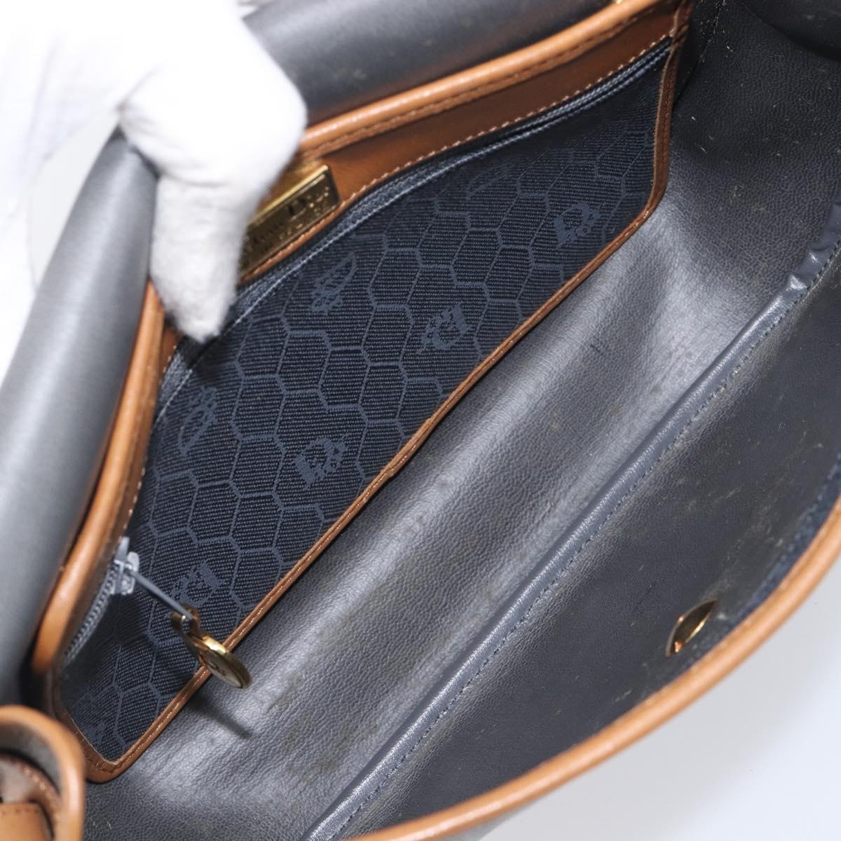 Christian Dior Honeycomb Canvas Shoulder Bag PVC Gold Blue Auth ep16154
