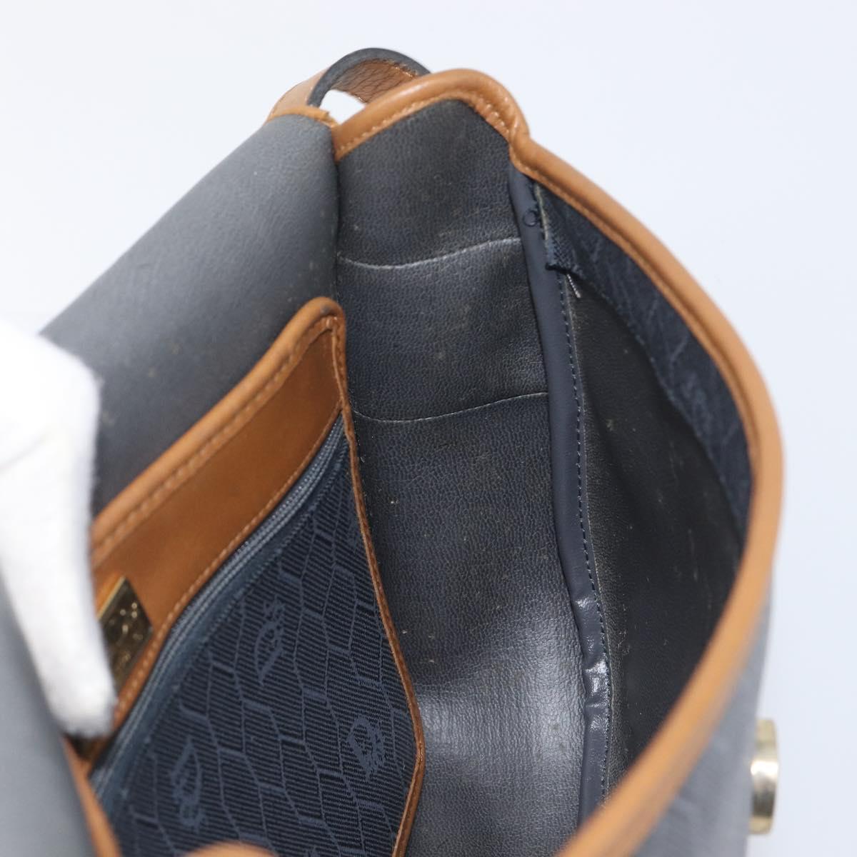 Christian Dior Honeycomb Canvas Shoulder Bag PVC Gold Blue Auth ep16154