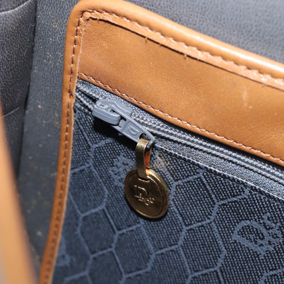 Christian Dior Honeycomb Canvas Shoulder Bag PVC Gold Blue Auth ep16154