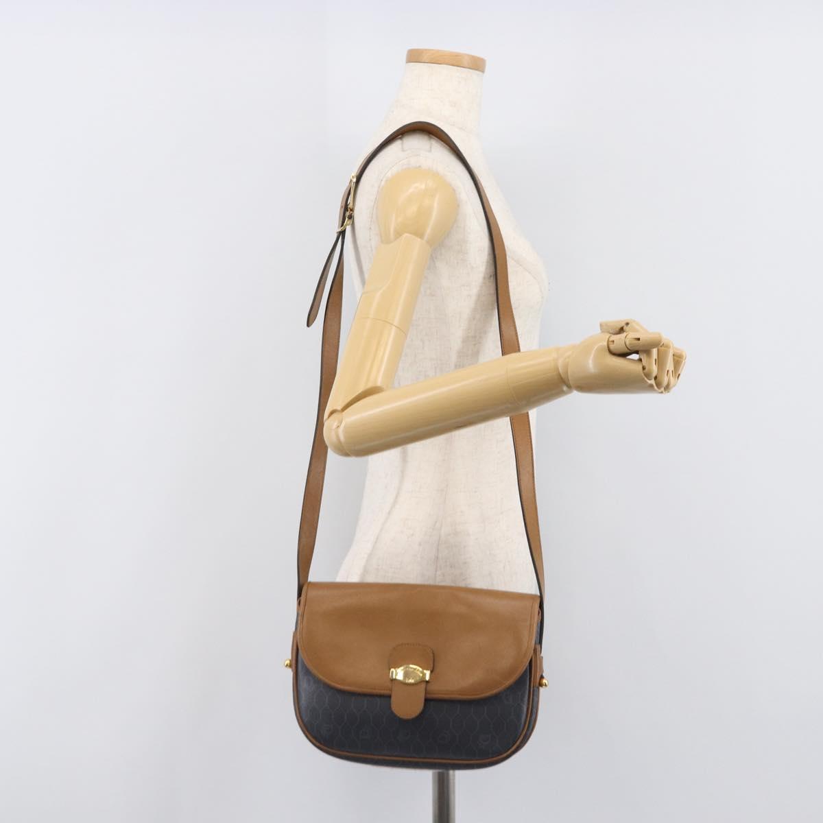Christian Dior Honeycomb Canvas Shoulder Bag PVC Gold Blue Auth ep16154