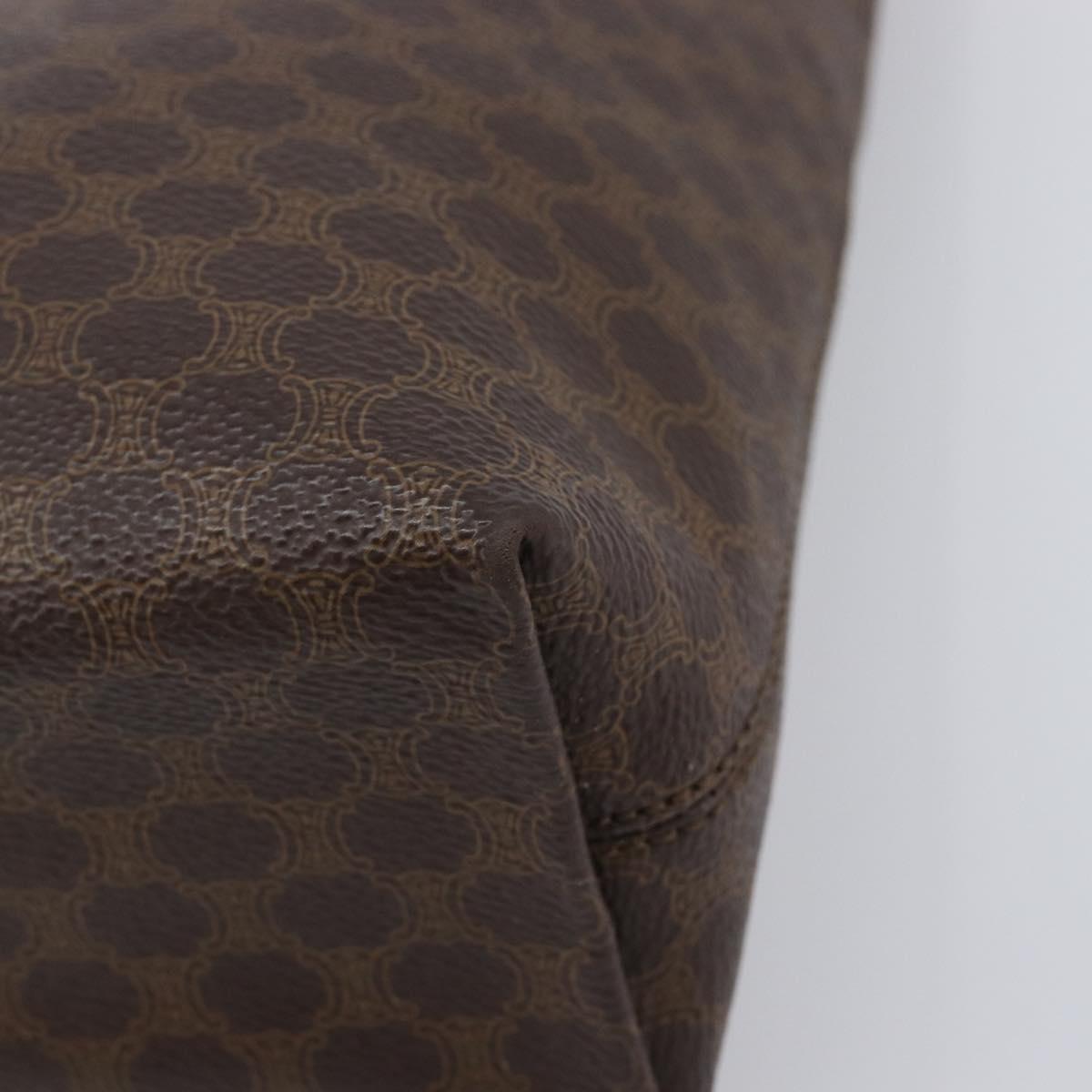 CELINE Macadam Canvas Hand Bag PVC Leather Brown Gold Auth ep16155