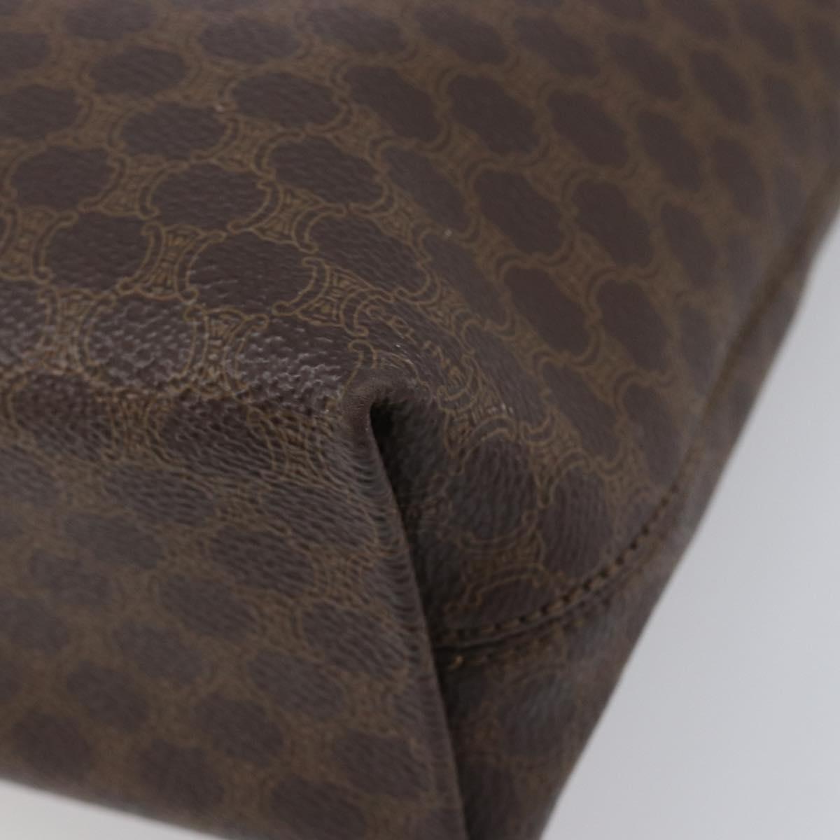 CELINE Macadam Canvas Hand Bag PVC Leather Brown Gold Auth ep16155