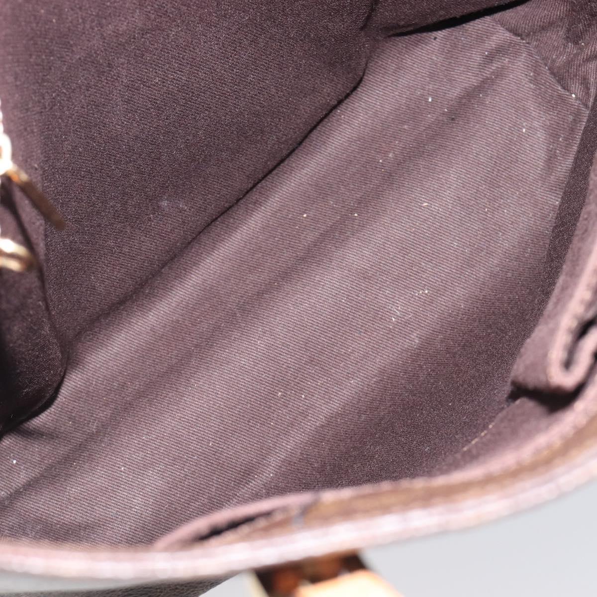CELINE Macadam Canvas Hand Bag PVC Leather Brown Gold Auth ep16155