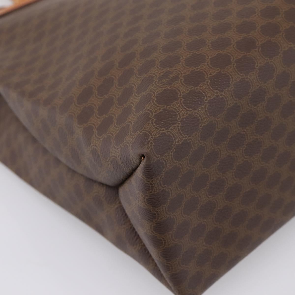CELINE Macadam Canvas Tote Bag PVC Leather Brown Gold Auth ep16157