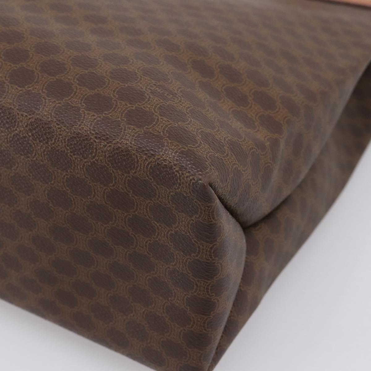 CELINE Macadam Canvas Tote Bag PVC Leather Brown Gold Auth ep16157