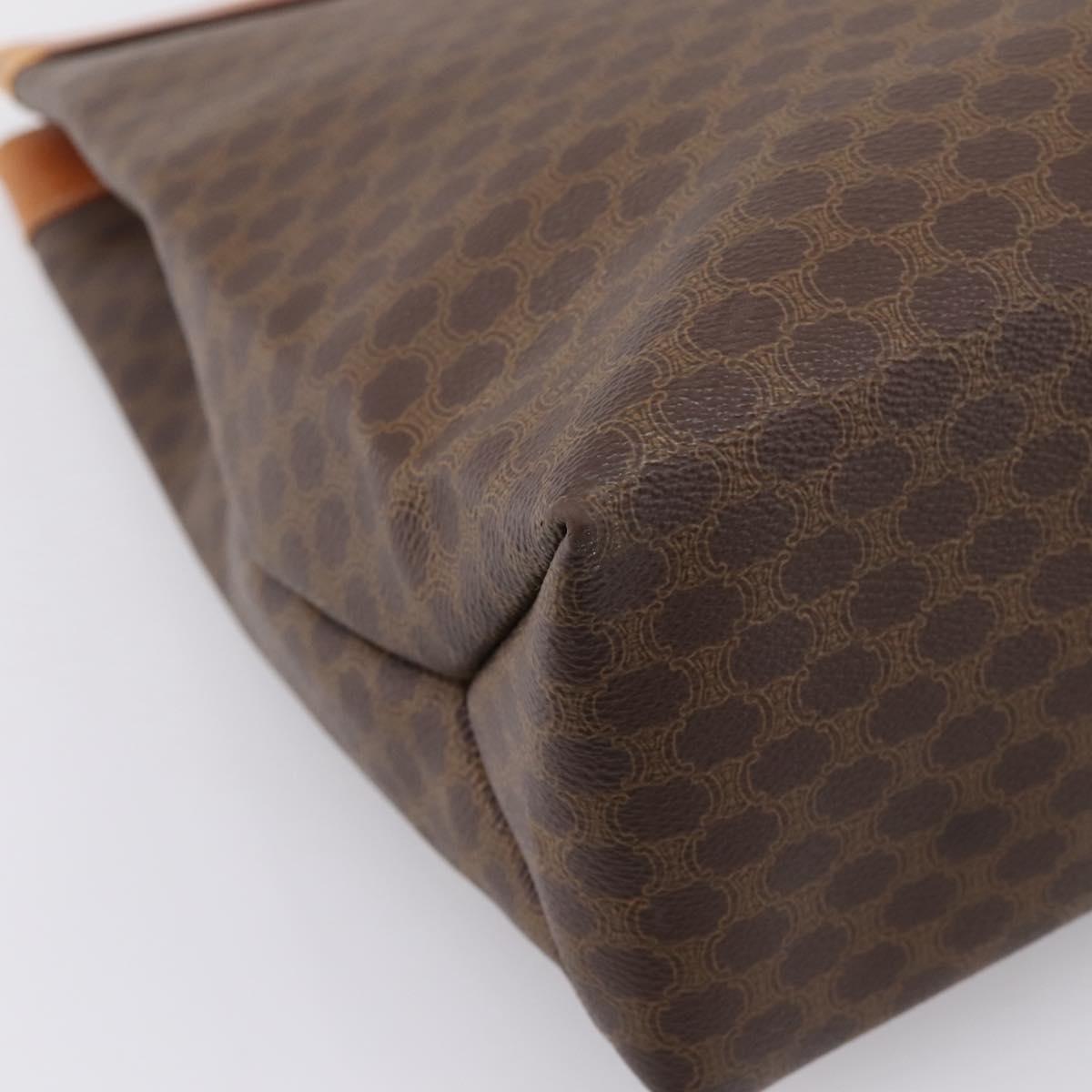 CELINE Macadam Canvas Tote Bag PVC Leather Brown Gold Auth ep16157