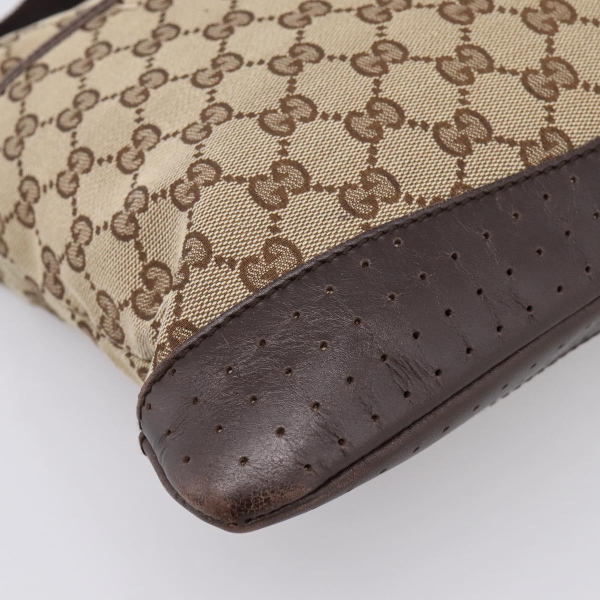 GUCCI GG Canvas Shoulder Bag Beige Silver 145857 Auth ep16158