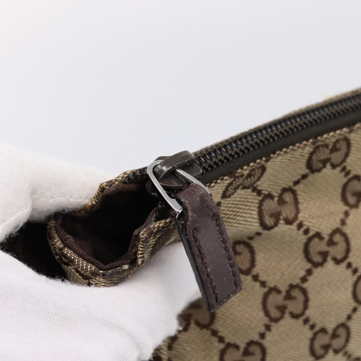GUCCI GG Canvas Shoulder Bag Beige Silver 145857 Auth ep16158