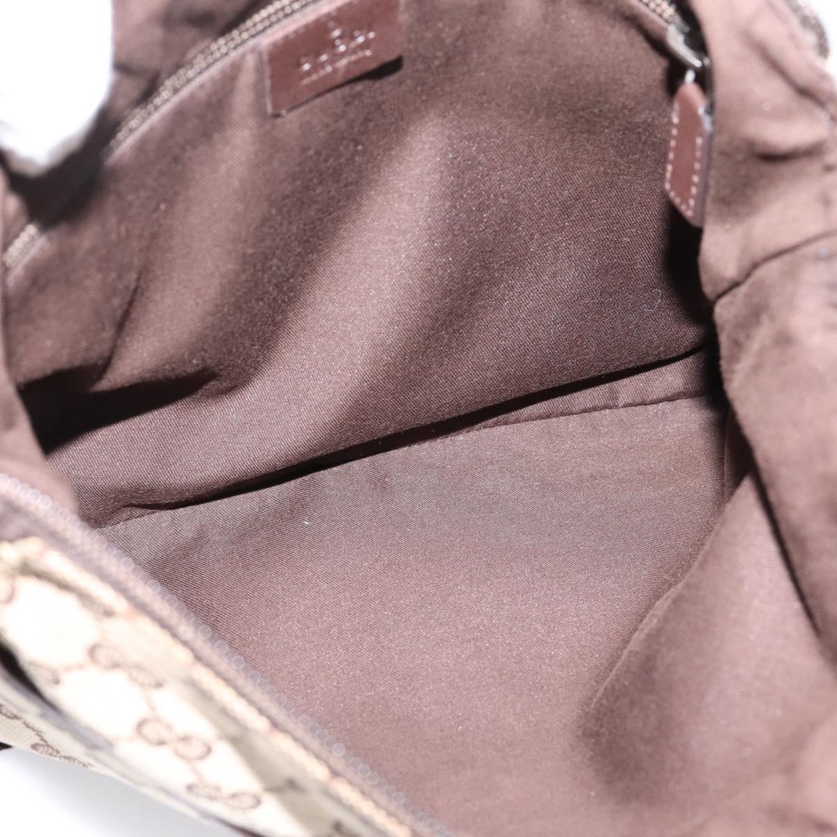 GUCCI GG Canvas Shoulder Bag Beige Silver 145857 Auth ep16158