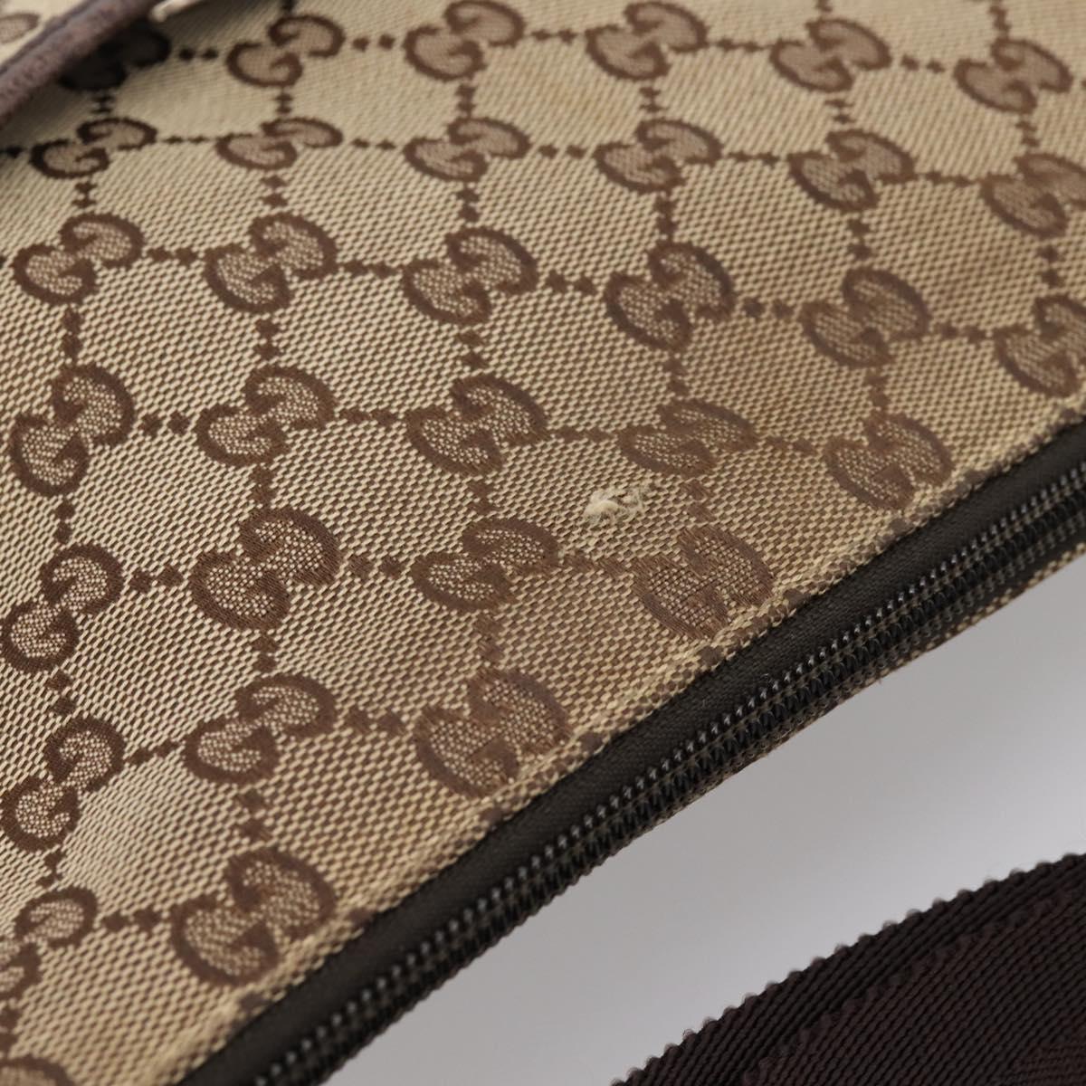 GUCCI GG Canvas Shoulder Bag Beige Silver 145857 Auth ep16158