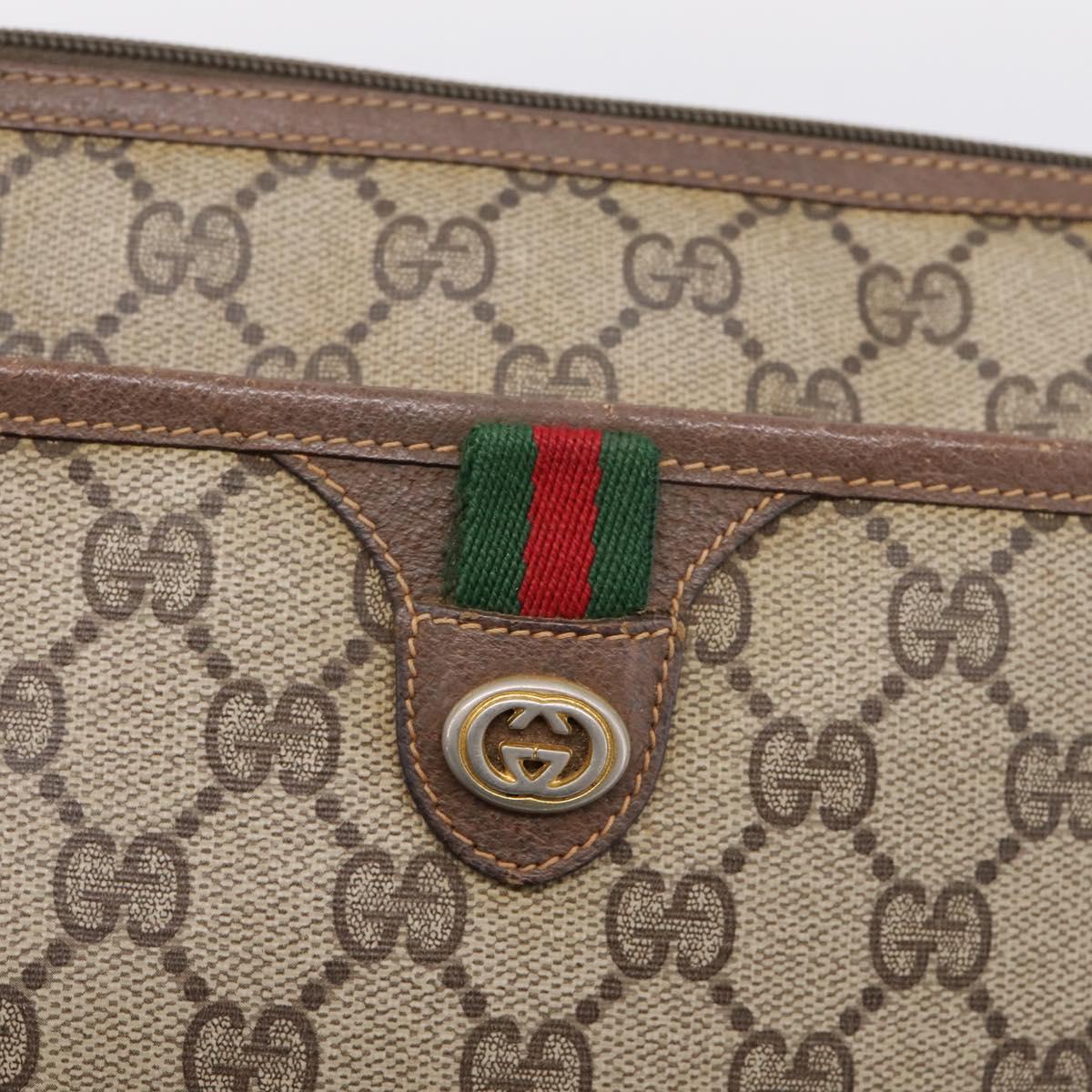 GUCCI GG Supreme Web Sherry Line Bag PVC Beige Gold 89 02 077 Auth ep16159