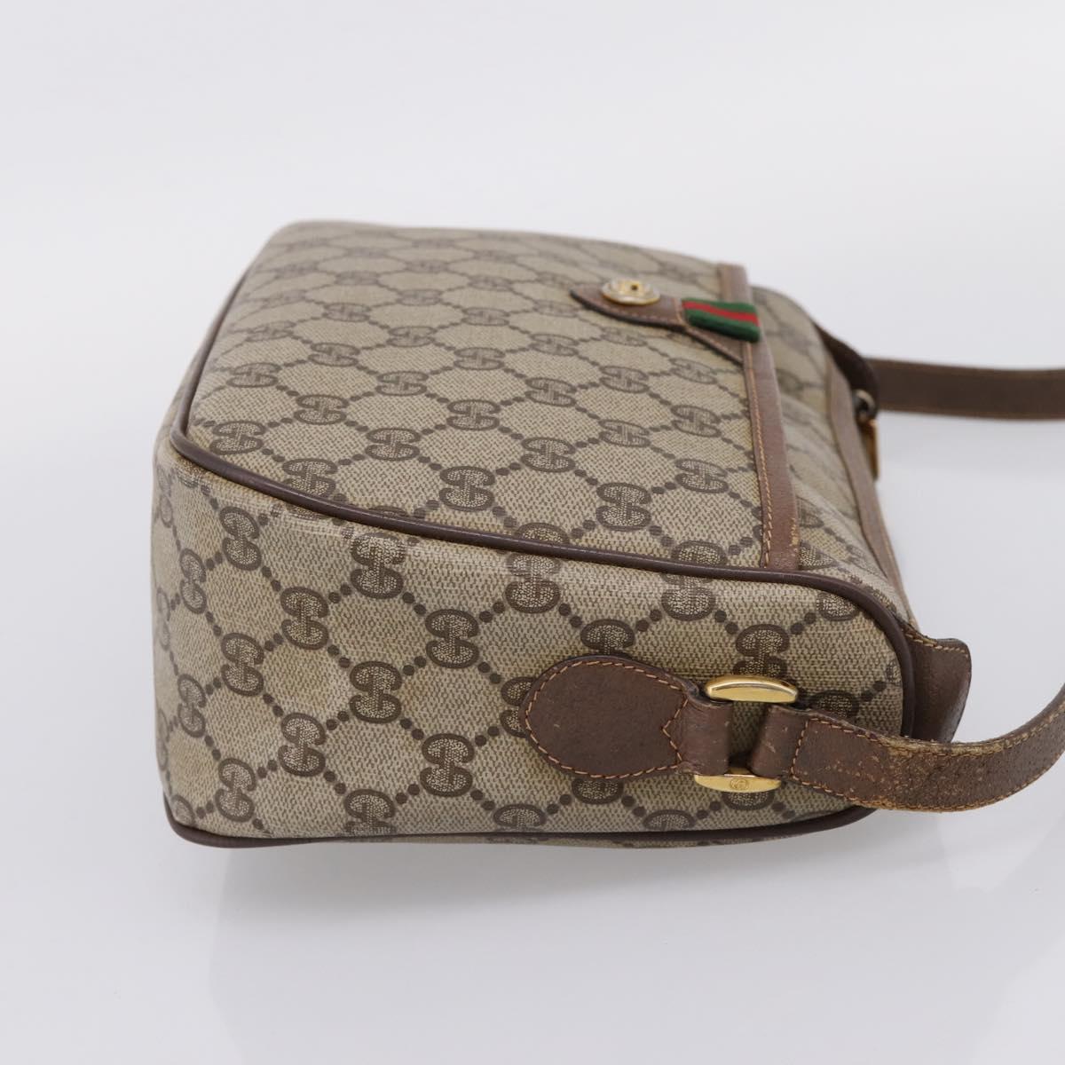 GUCCI GG Supreme Web Sherry Line Bag PVC Beige Gold 89 02 077 Auth ep16159