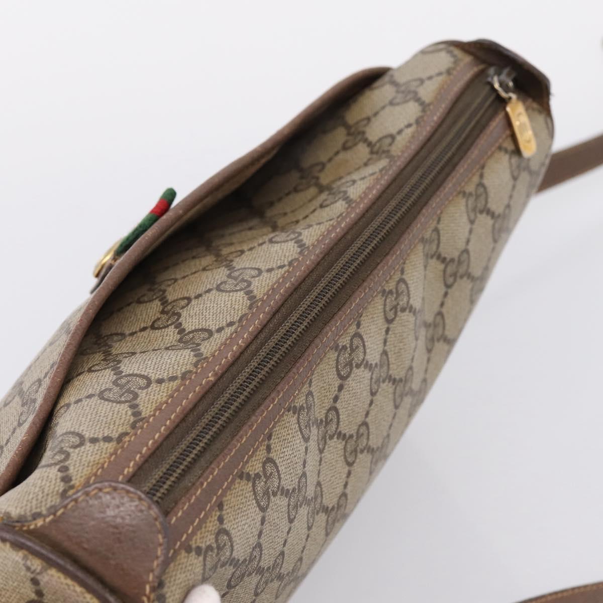 GUCCI GG Supreme Web Sherry Line Bag PVC Beige Gold 89 02 077 Auth ep16159