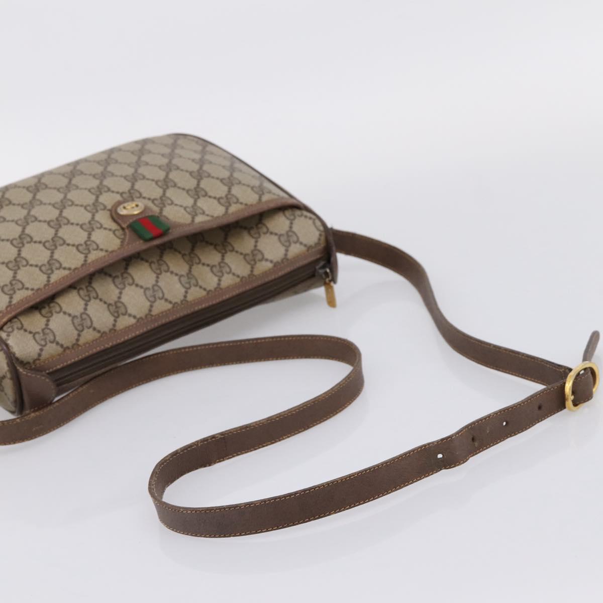GUCCI GG Supreme Web Sherry Line Bag PVC Beige Gold 89 02 077 Auth ep16159