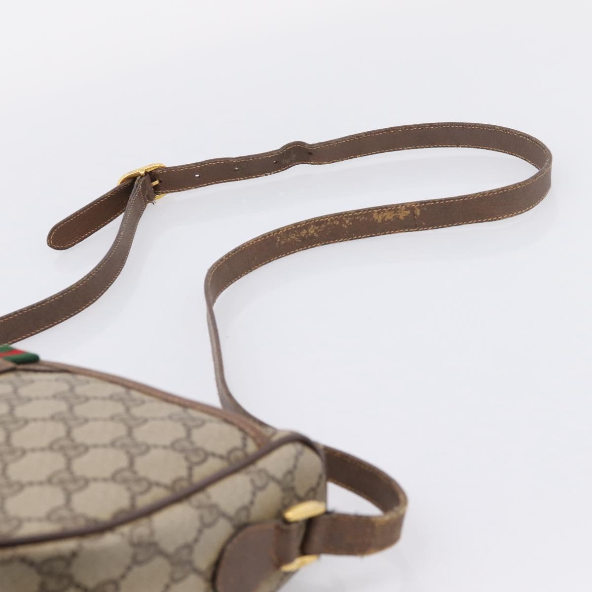 GUCCI GG Supreme Web Sherry Line Bag PVC Beige Gold 89 02 077 Auth ep16159