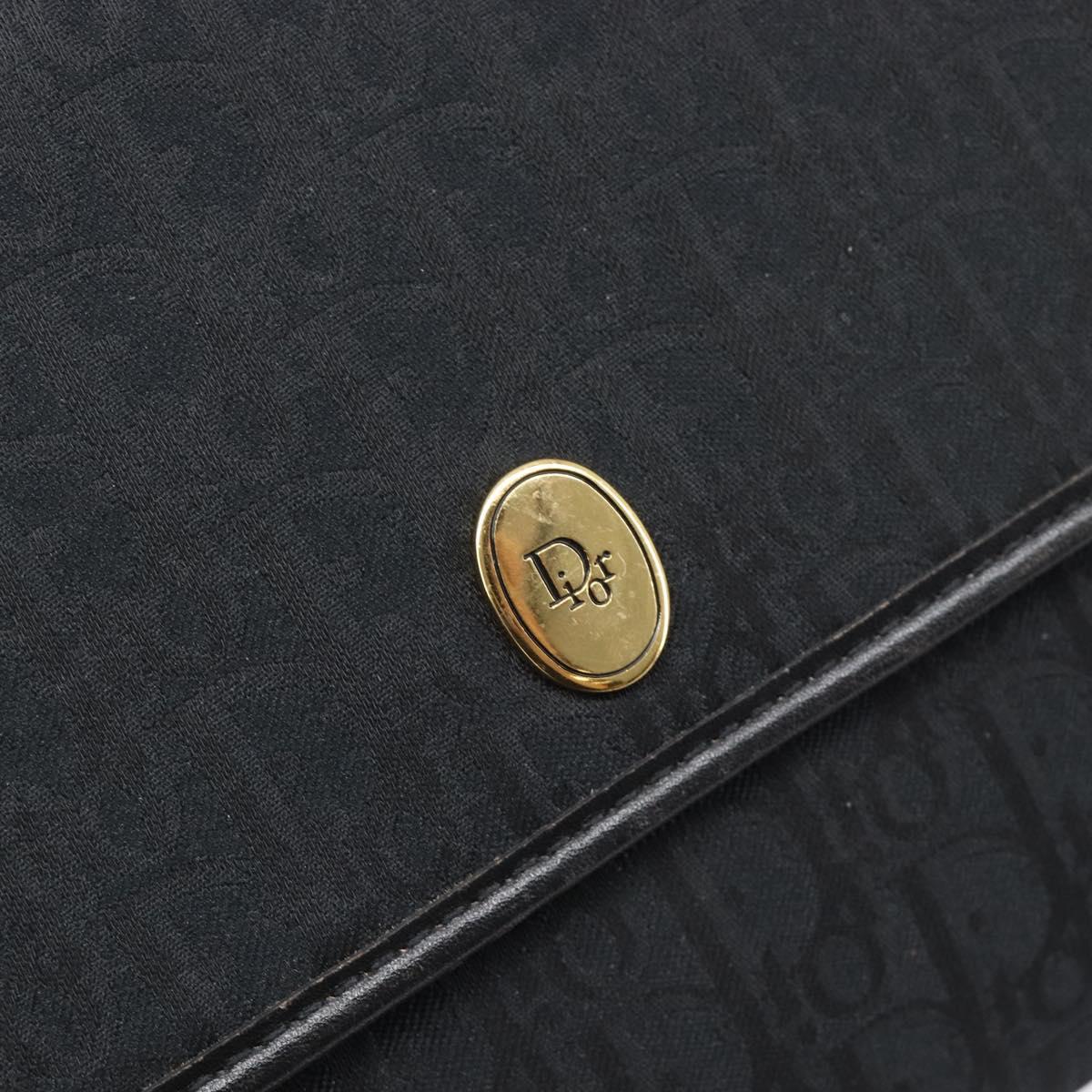 Christian Dior Trotter Canvas Chain Shoulder Bag Black Gold Auth ep16160
