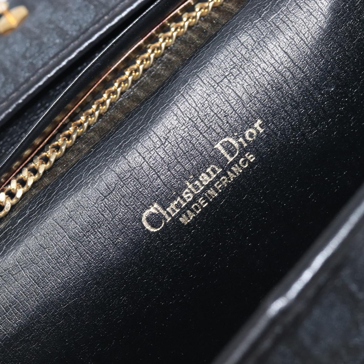 Christian Dior Trotter Canvas Chain Shoulder Bag Black Gold Auth ep16160