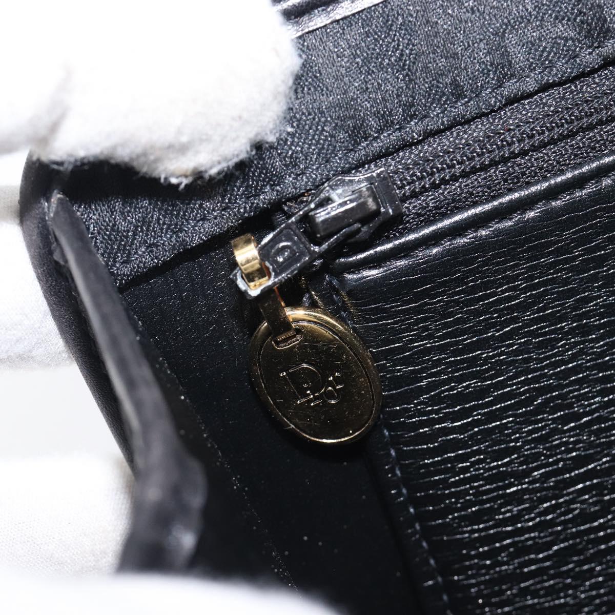 Christian Dior Trotter Canvas Chain Shoulder Bag Black Gold Auth ep16160