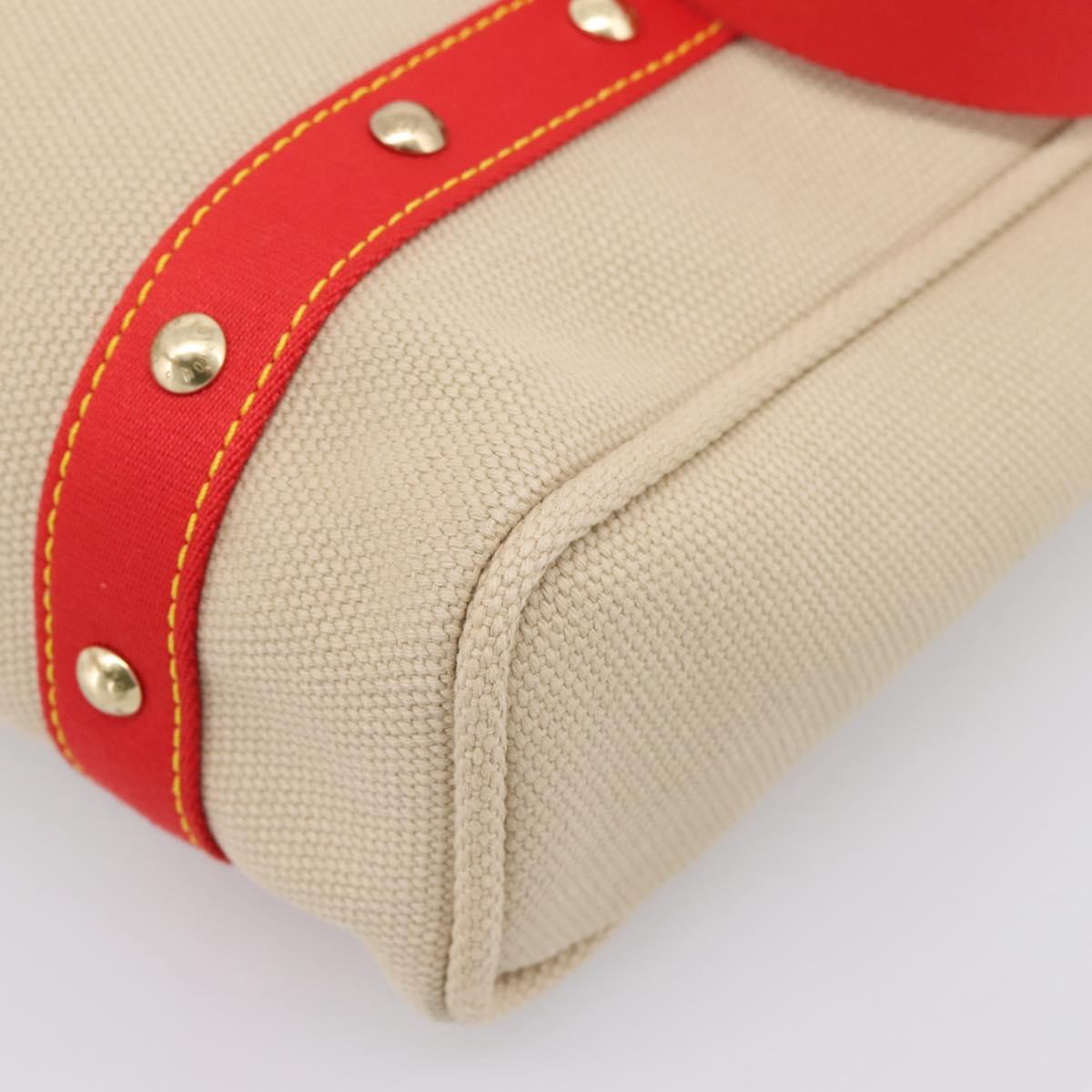 LOUIS VUITTON Antigua Cabas MM Tote Bag Canvas Beige Red M40035 LV Auth ep16163V