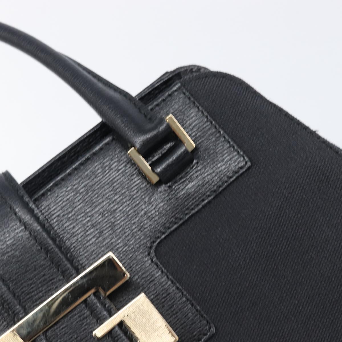 GUCCI Hand Bag Leather Canvas Black Gold 002 1113 Auth ep16164A