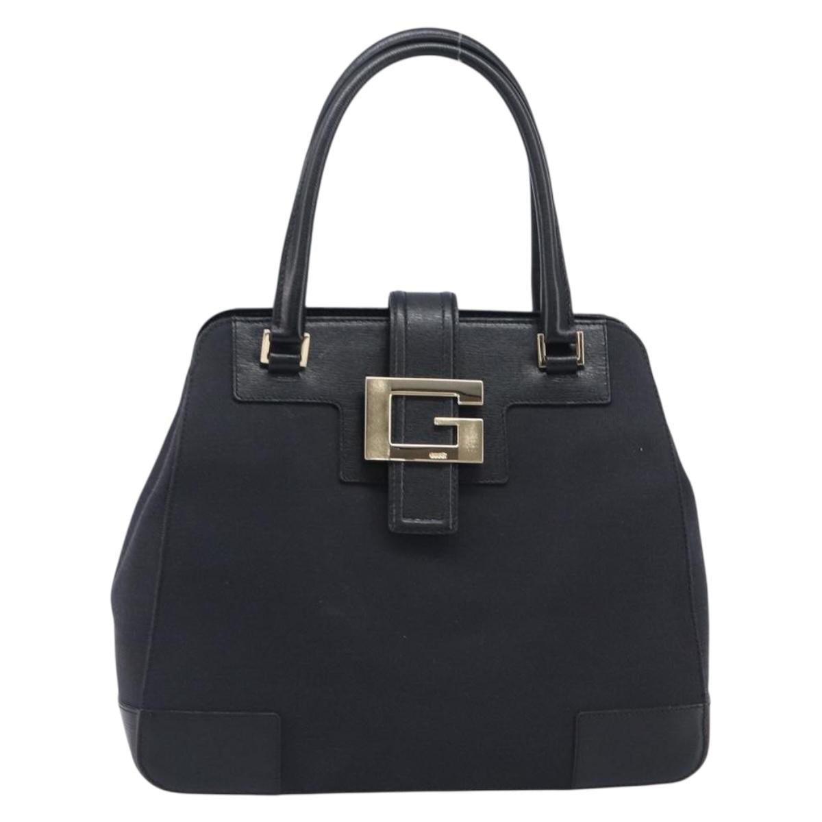 GUCCI Hand Bag Leather Canvas Black Gold 002 1113 Auth ep16164A