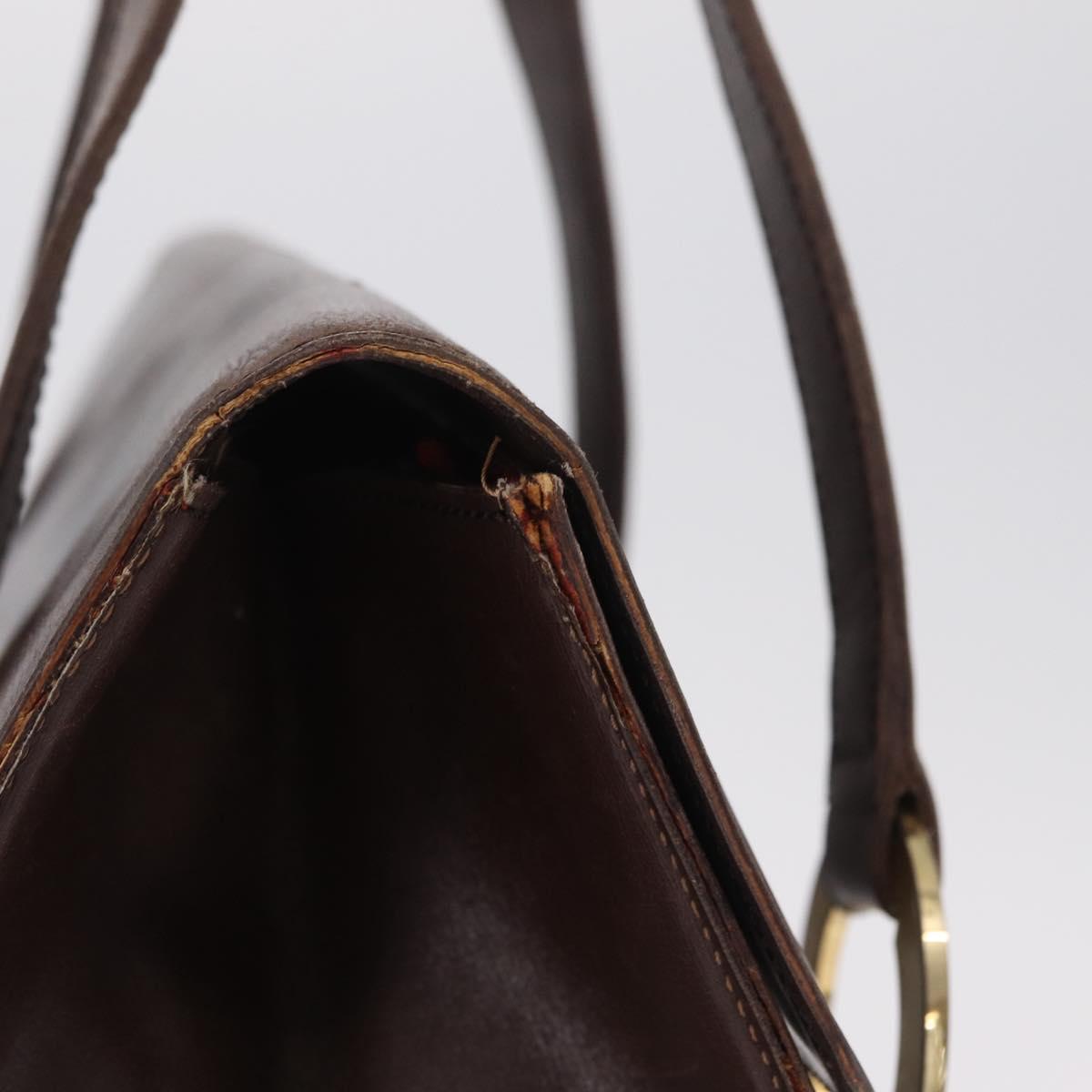 CELINE Hand Bag Leather Brown Gold Auth ep16168